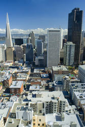 spectacular modern cityscape of san francisco on a clear sunny day