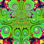 a gaudy red and green fractal pattern