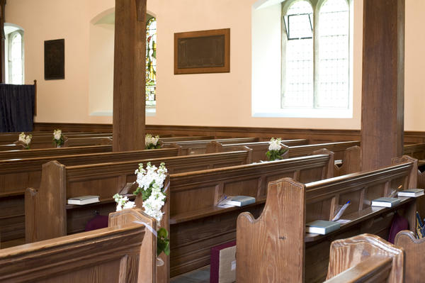 church pews rows of traditional church pews in a small village church